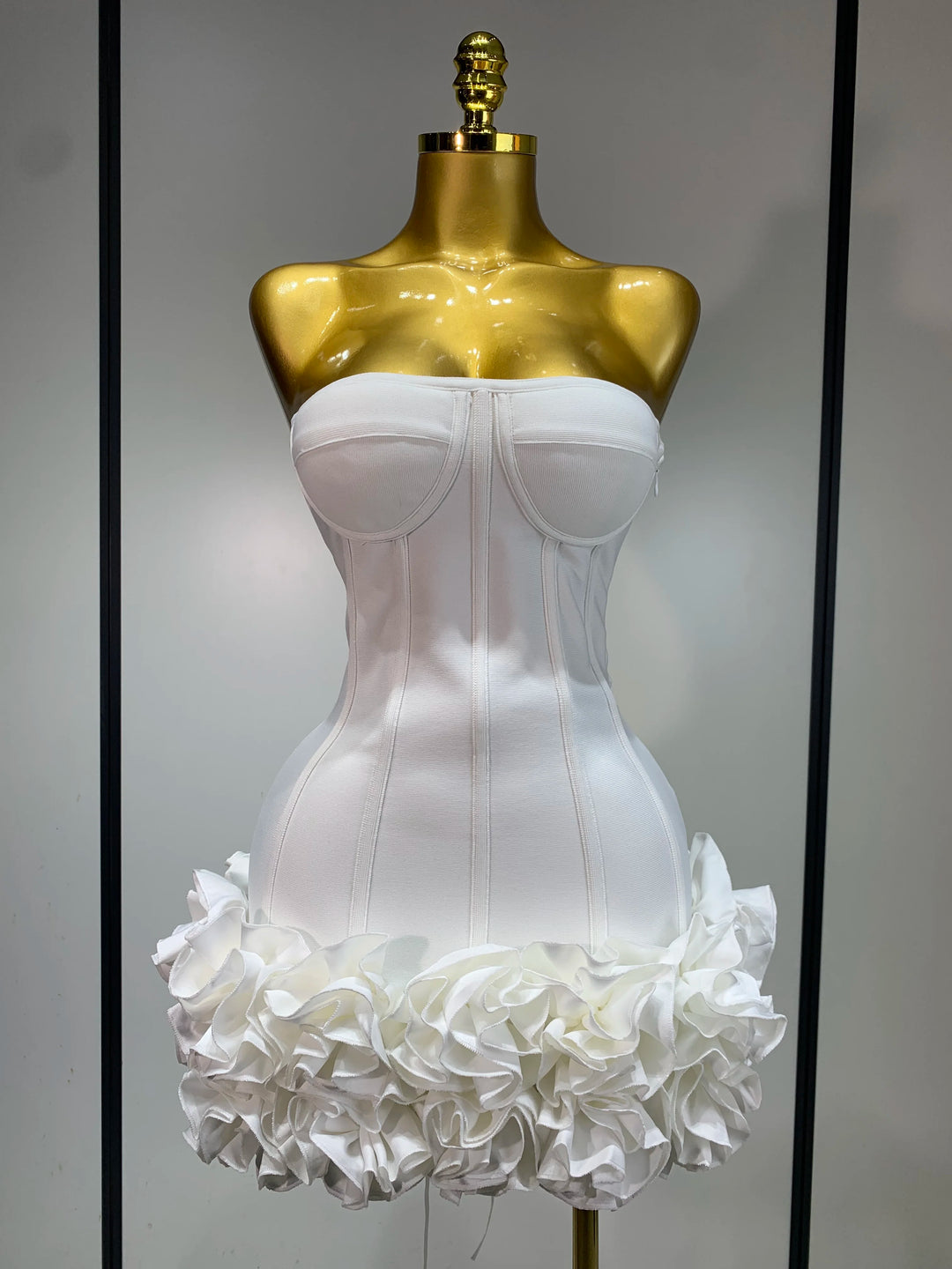 Strapless Flower Embellished Bodycon Mini Dress