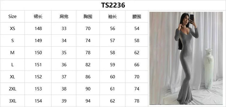 Luxury Slim Fit Long Sleeve Knit Dress For Seniors