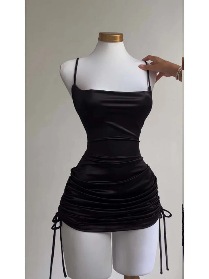Sexy Sleeveless Backless Bodycon Mini Dress Satin