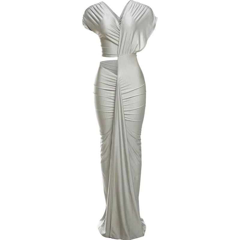 Elegant Women Waistless Maxi Dress With Hollow