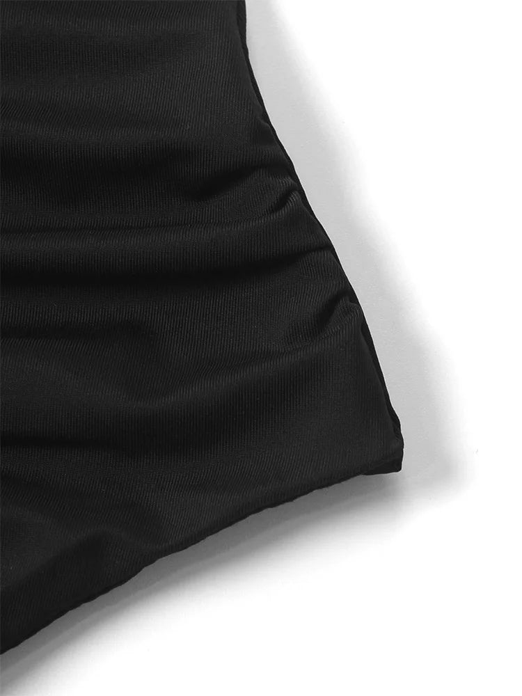 Women Black Sleeveless Knit Mini Dress Premium