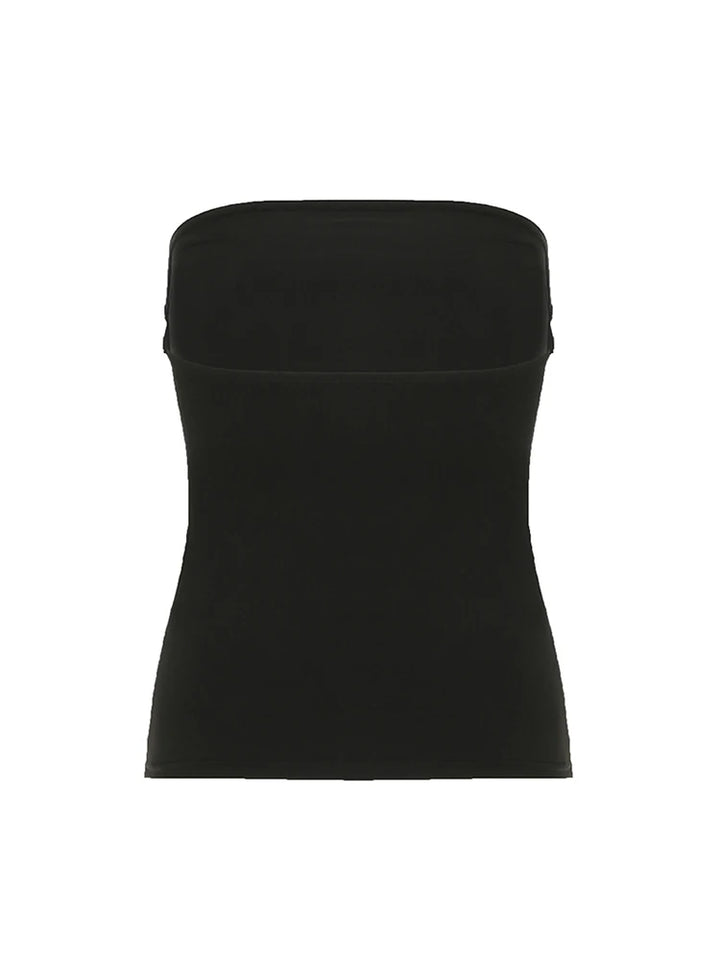 Gothic Print Black Tube Top Women Strapless Skinny Cropped Tops Summer Casual Chic Graphic Tees Y2K Streetwear Vest Basic