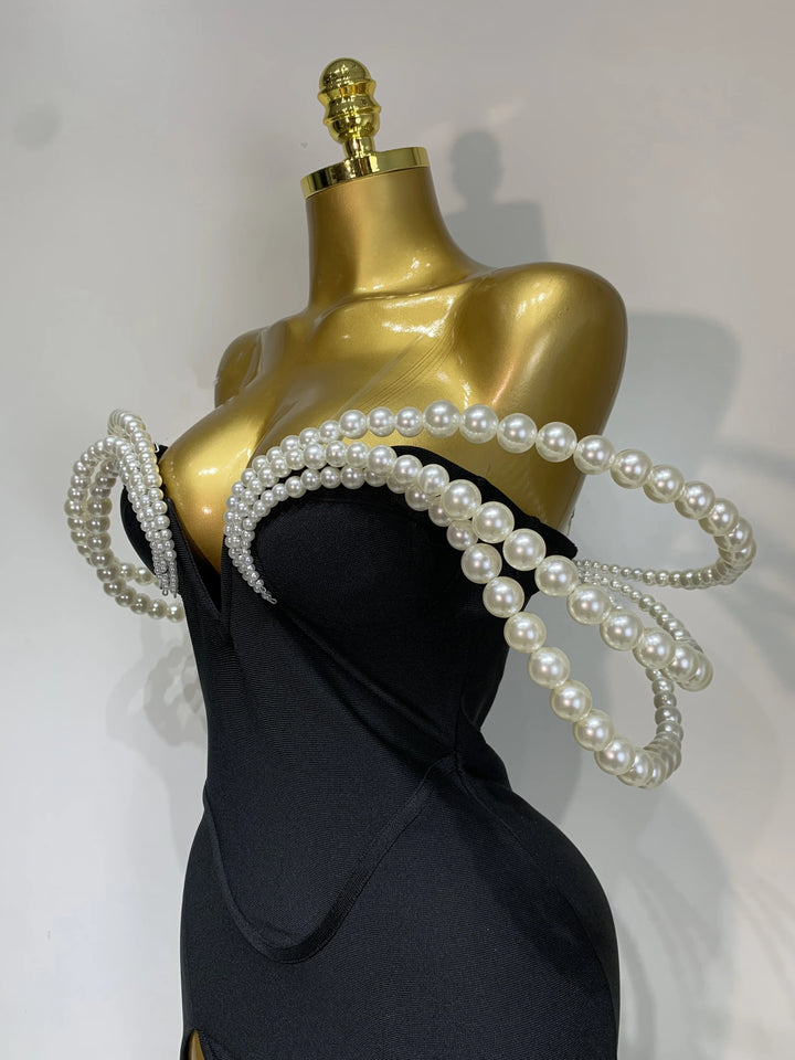 Luxury Pearl Bandage Gown For Exquisite Evening