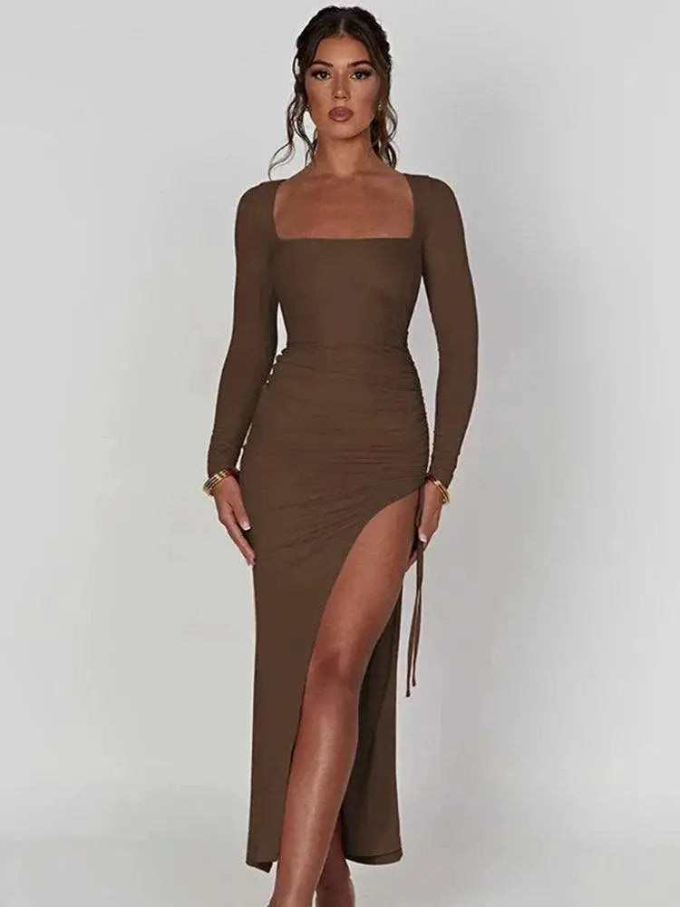 Mozision Elegant Long Sleeve Bodycon Maxi Dress Chic