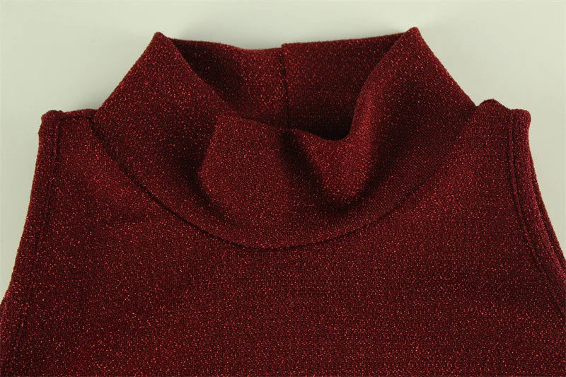 Exclusive Red Sequin Sleeveless Maxi Knit Bodycon
