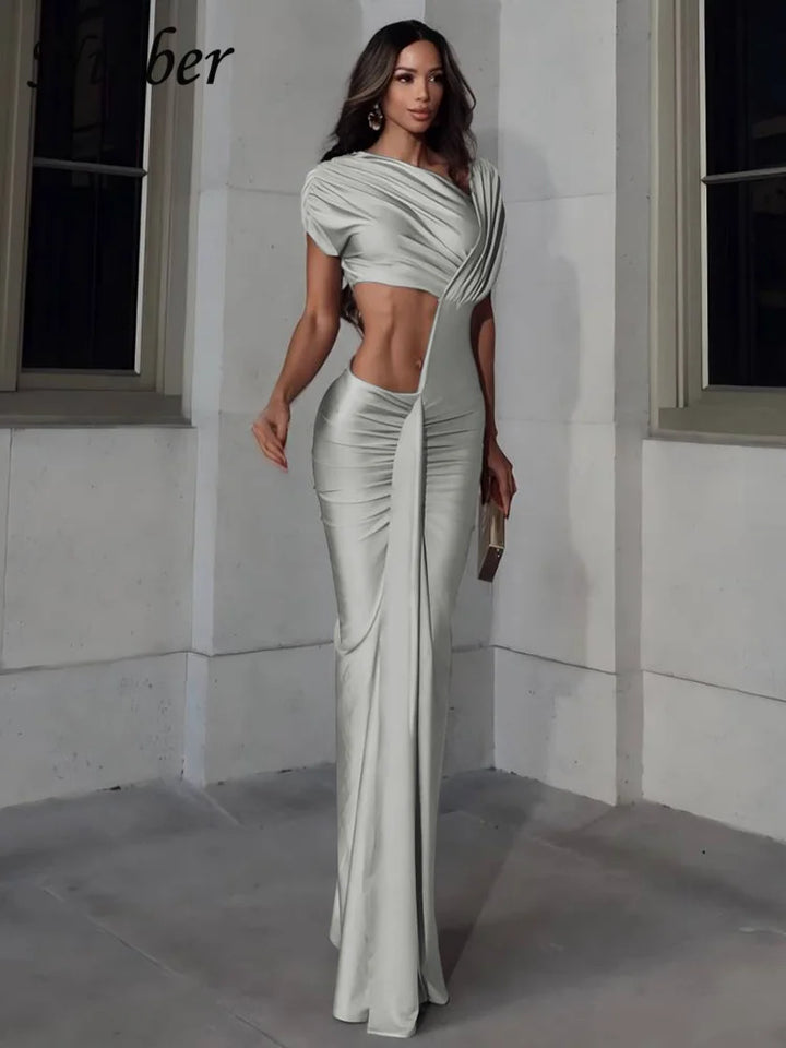 Elegant Women Waistless Maxi Dress With Hollow