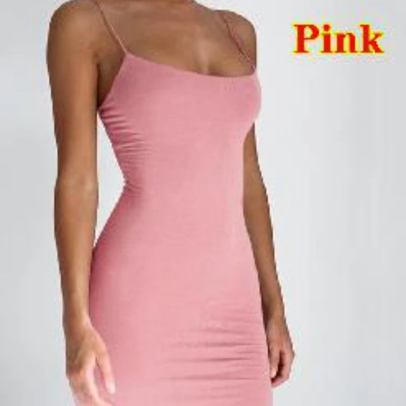 Summer Spaghetti Strap Mini Dress Bodycon Black