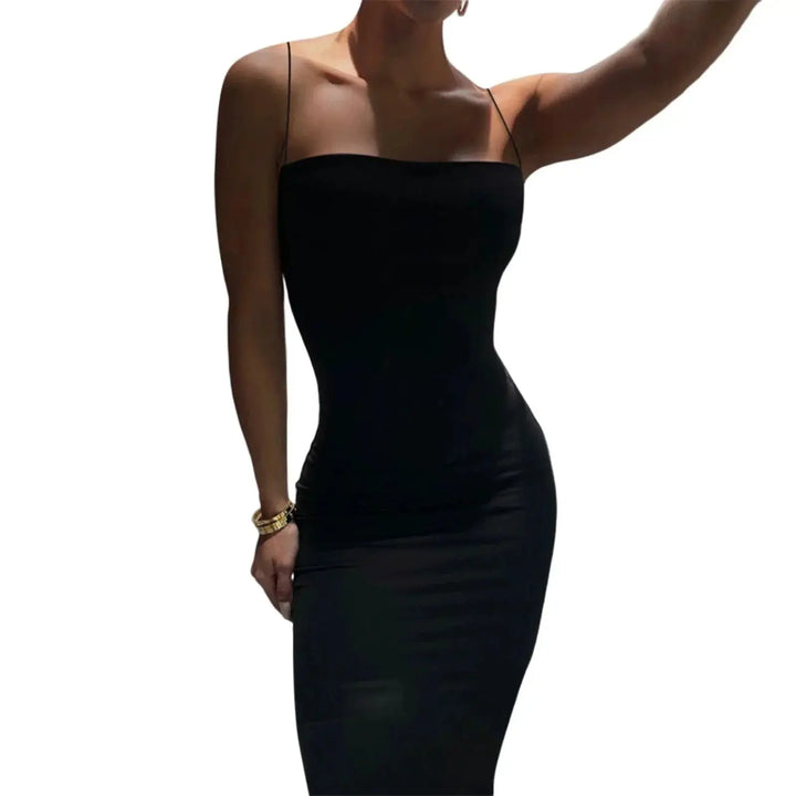 Summer Chic Solid Color Bodycon Dress Elegant Style Fit