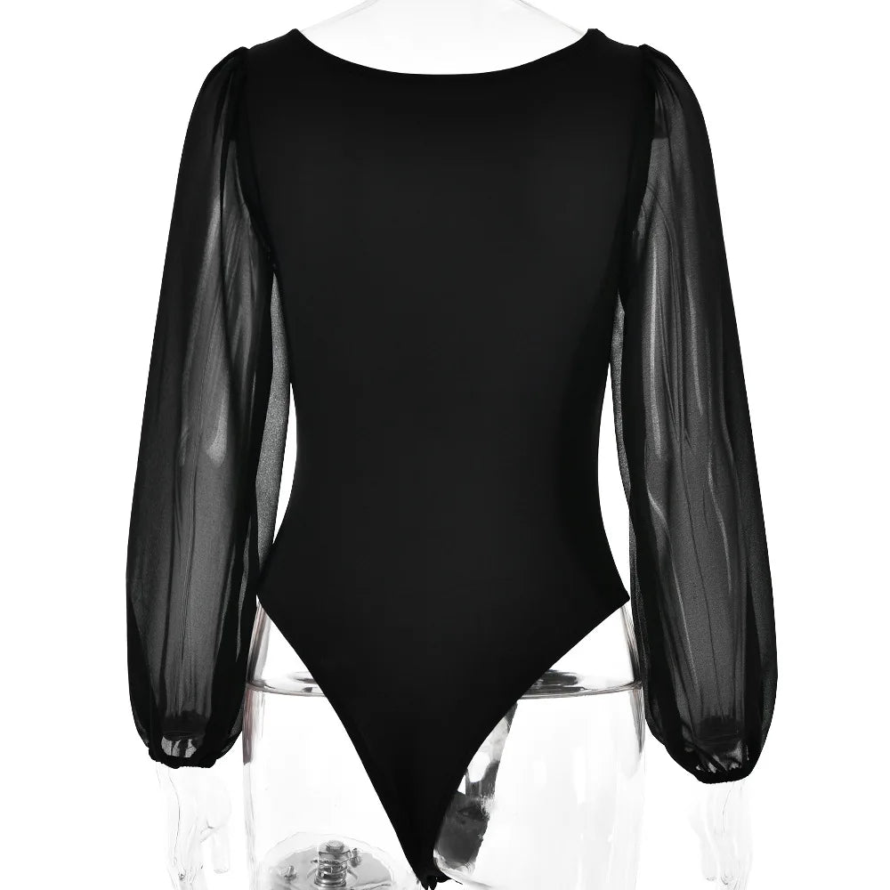 BornToGirl Slim Cotton Mesh Bodysuit Atelier Edit