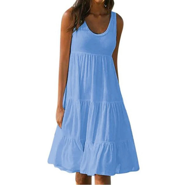 Elegant Summer Sleeveless Mini Dress With Ruffles For Women