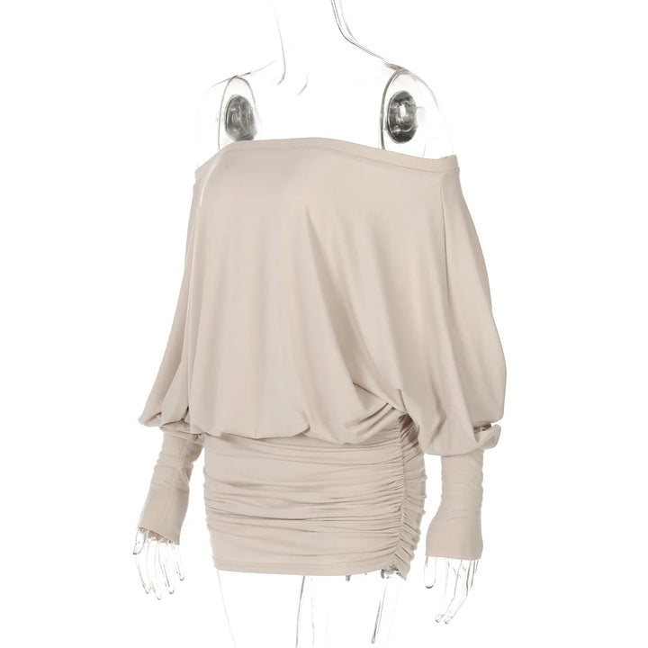 Chic Off Shoulder Sheer Mini Dress For Elegant