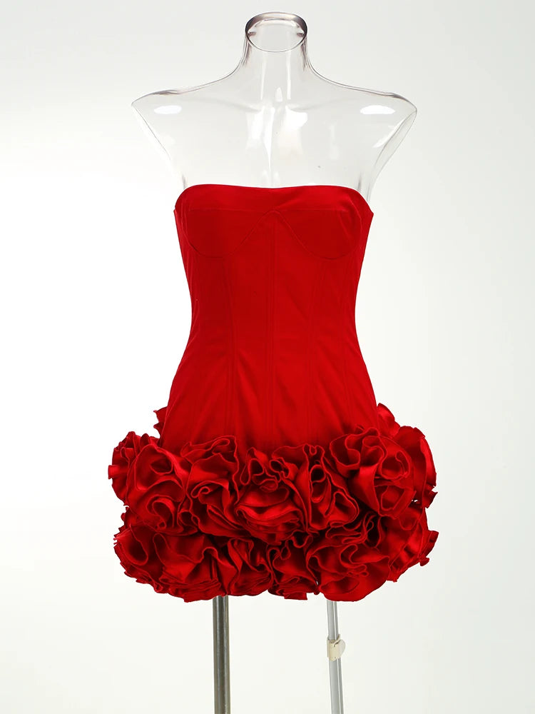 Vj Gochi Signature Red Holiday Cocktail Dress
