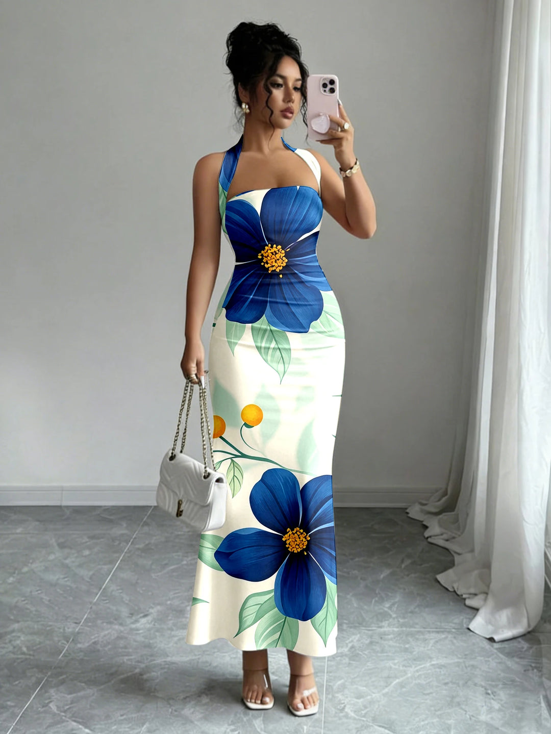 Flowing Long Skirt With Hanging Neck Design