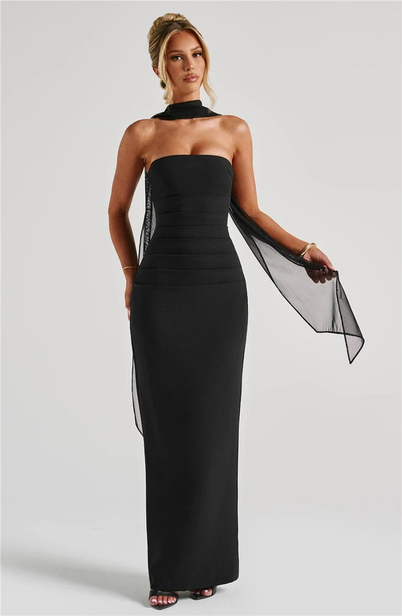 Mozision Premium Off Shoulder Backless Maxi