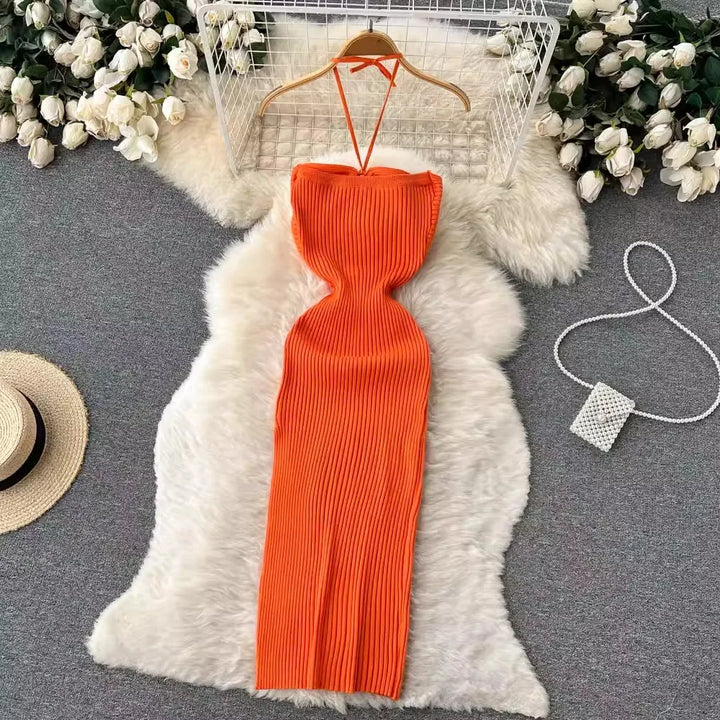YuooMuoo Chic Knit Bodycon Dress Slim Knee Length