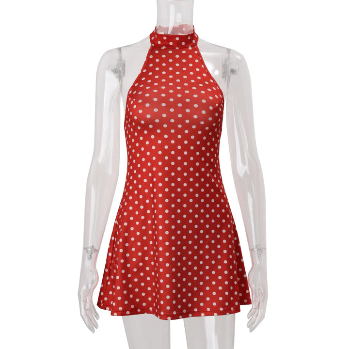 Limited Signature Dot Halter Backless Knit Evening