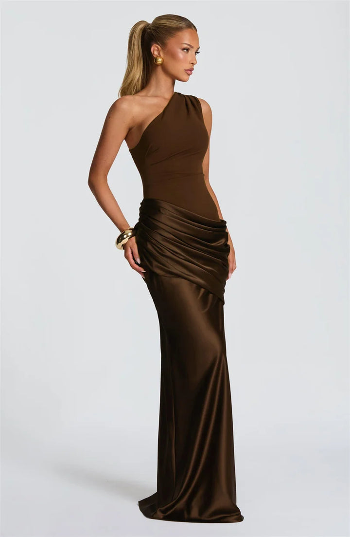 Luxury One Shoulder Backless Maxi Dress