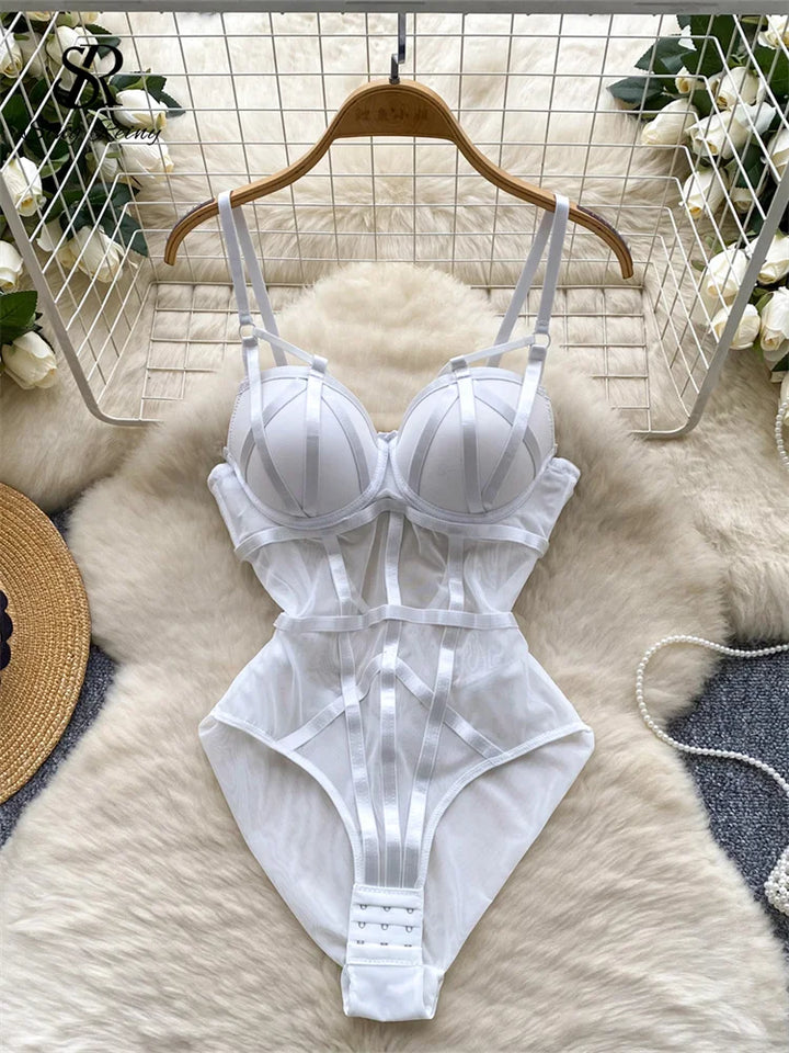 Singreiny Women Corset Bodysuit Open Crotch Romper