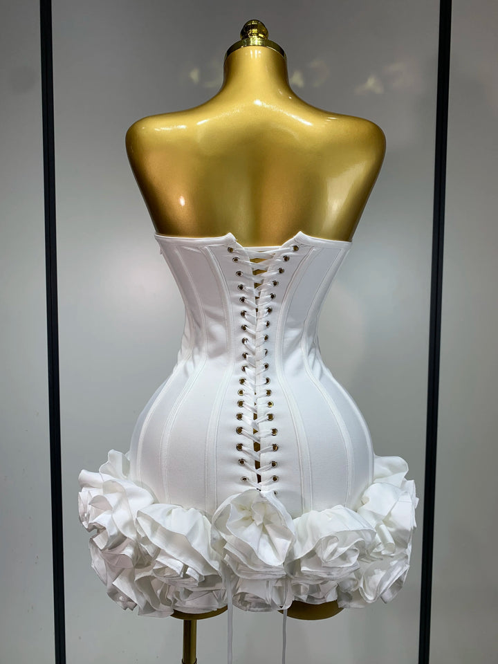 Exquisite Strapless Floral Cocktail Dress