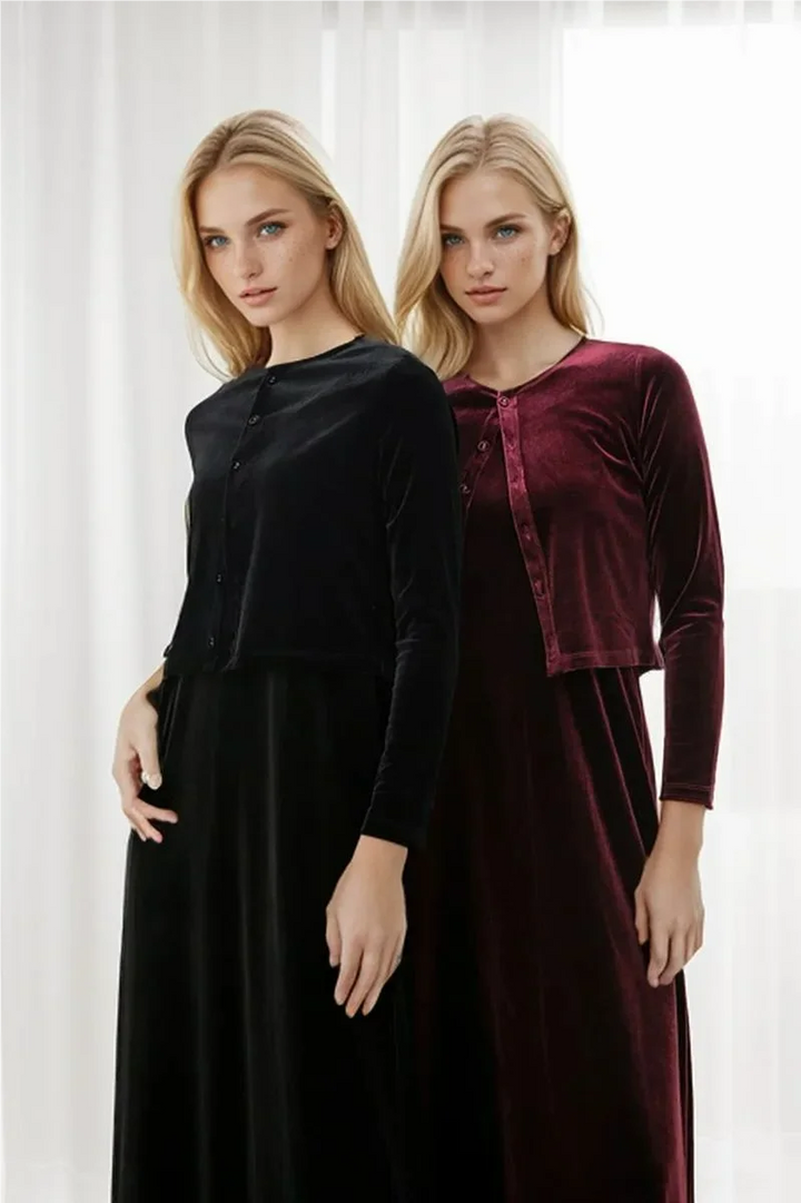 2024 Autumn Women Solid Color New Sleeveless Dress Single-breasted Long-sleeved Cardigan And Long Robes Female Casual Clothes