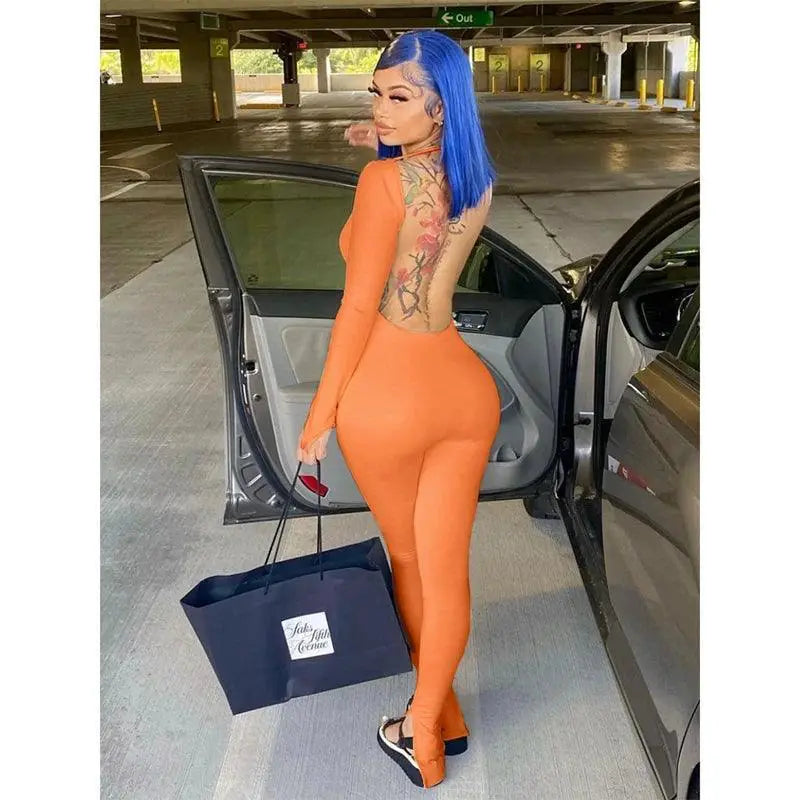 Sultry Backless Bodycon Jumpsuit Chic Rompers for Women