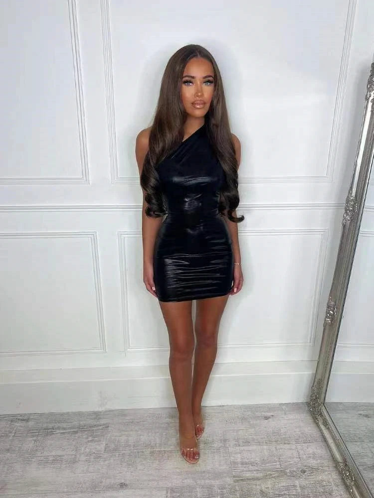 Sexy One Shoulder Bodycon Dress Women Mini Party