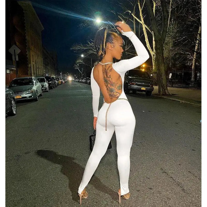 Sultry Backless Bodycon Jumpsuit Chic Rompers for Women