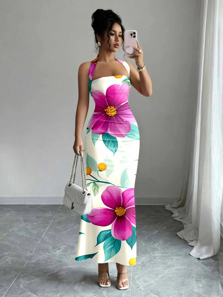 Flowing Long Skirt With Hanging Neck Design