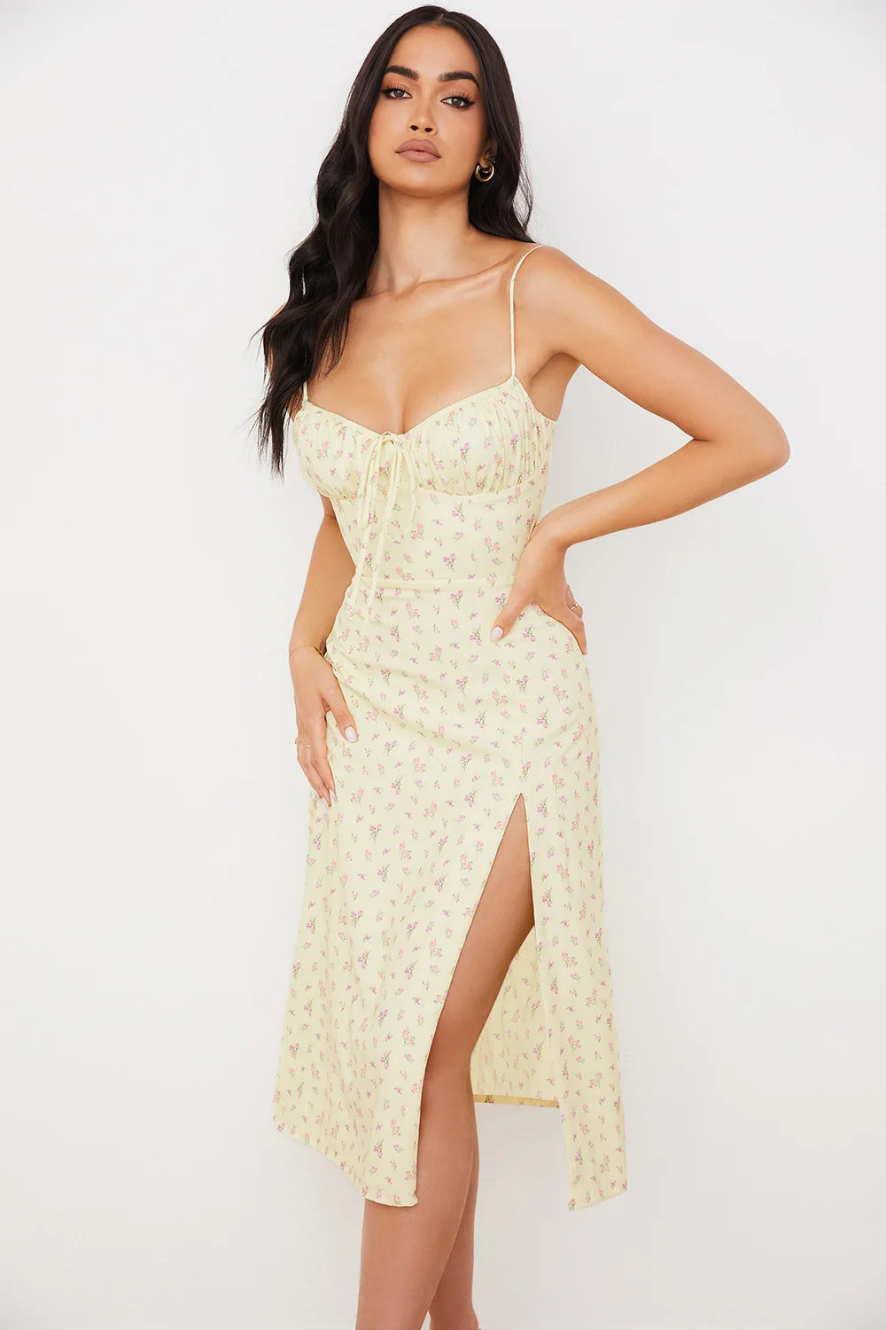 Floral Backless Midi Dress For Elegant Summer Wear