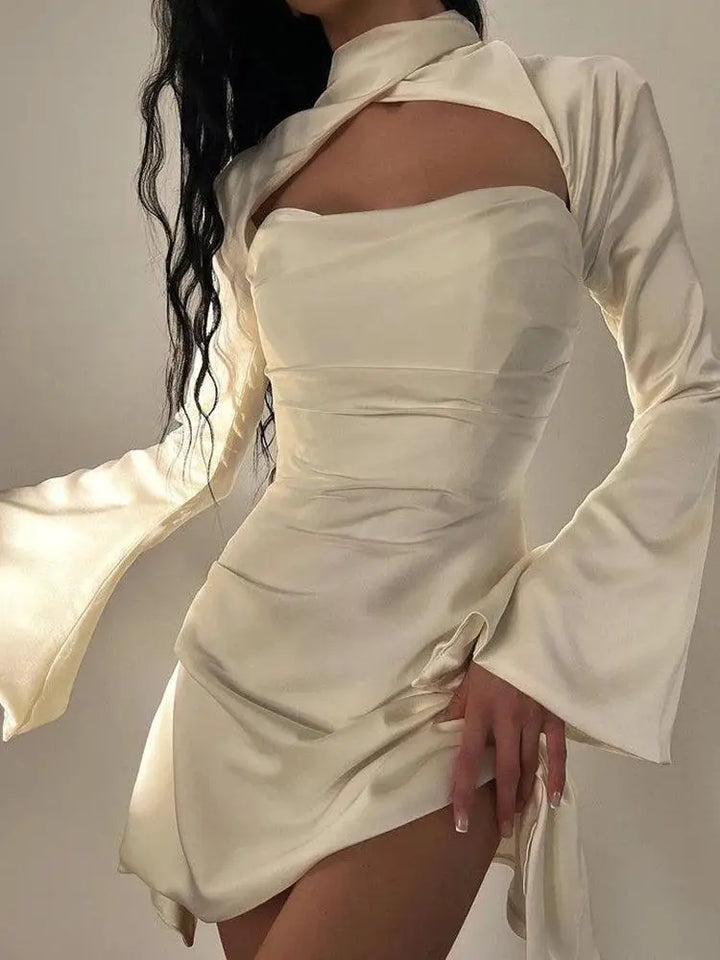 Elegant White Satin Bodycon Dress Summer Fashion Statement