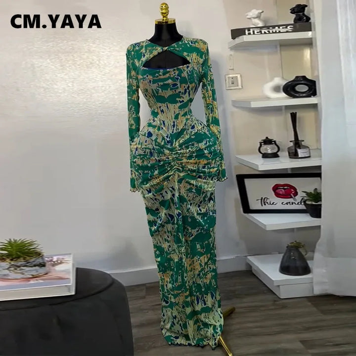 Cmyaya Chic V Neck Cutout Bodycon Maxi Dress