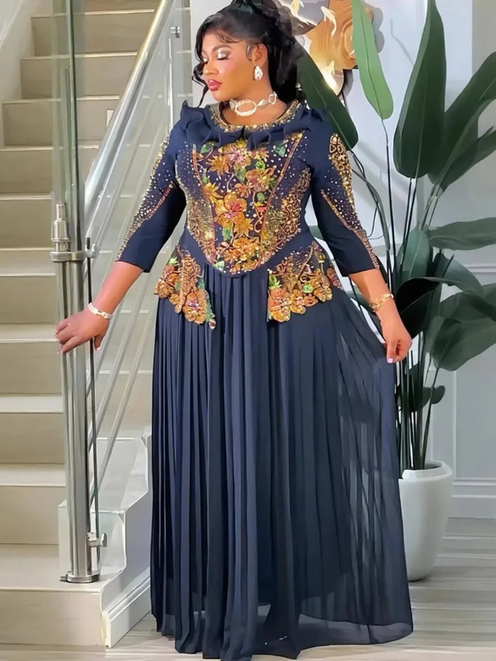 Elegant Women Bodycon Maxi Dress Long Sleeve Gown
