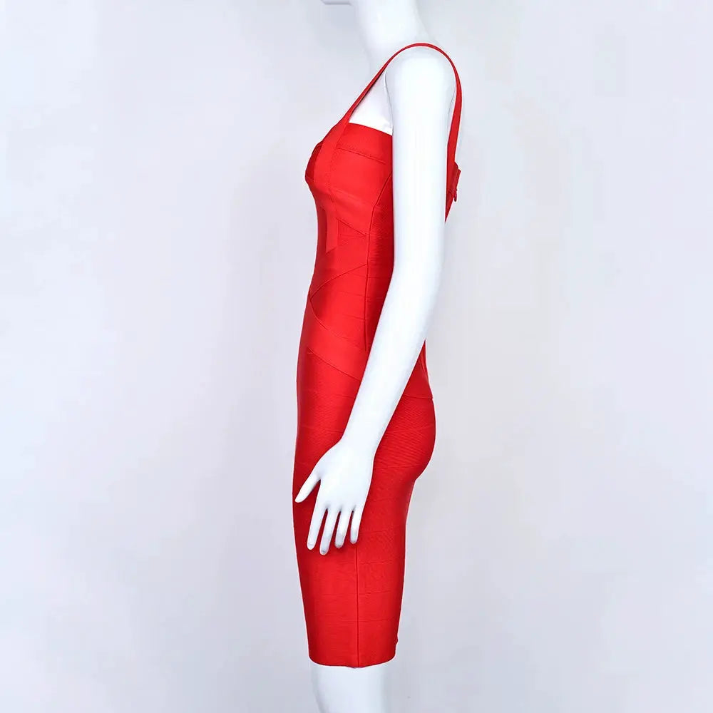 BEAUKEY Blue Spaghetti Strap Women Mini Bandage Dress Bodycon Sexy Above Knee Length Bodycon Party Club Dress XL Classic Vestido