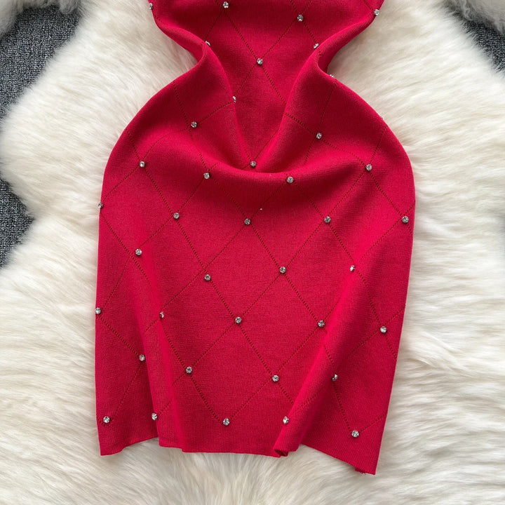 Summer Beaded Knitted Bodycon Sheath Dress