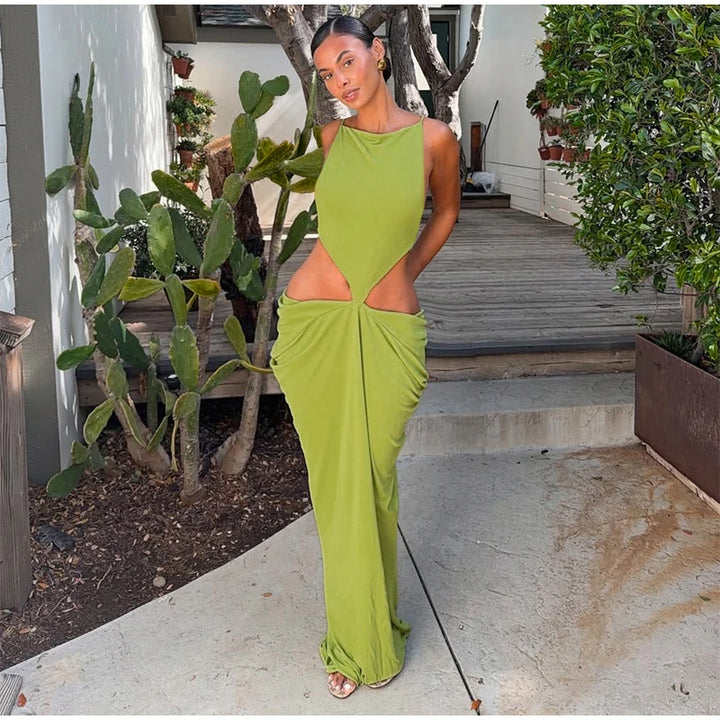 Btuce Exclusve Hollow Out Emerald Green Maxi Dress