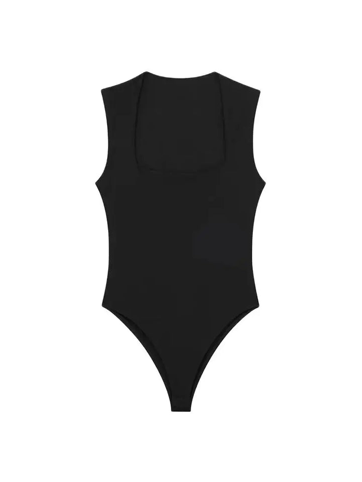 Skinny Square Neck Bodysuit for Women Sexy Sleeveless