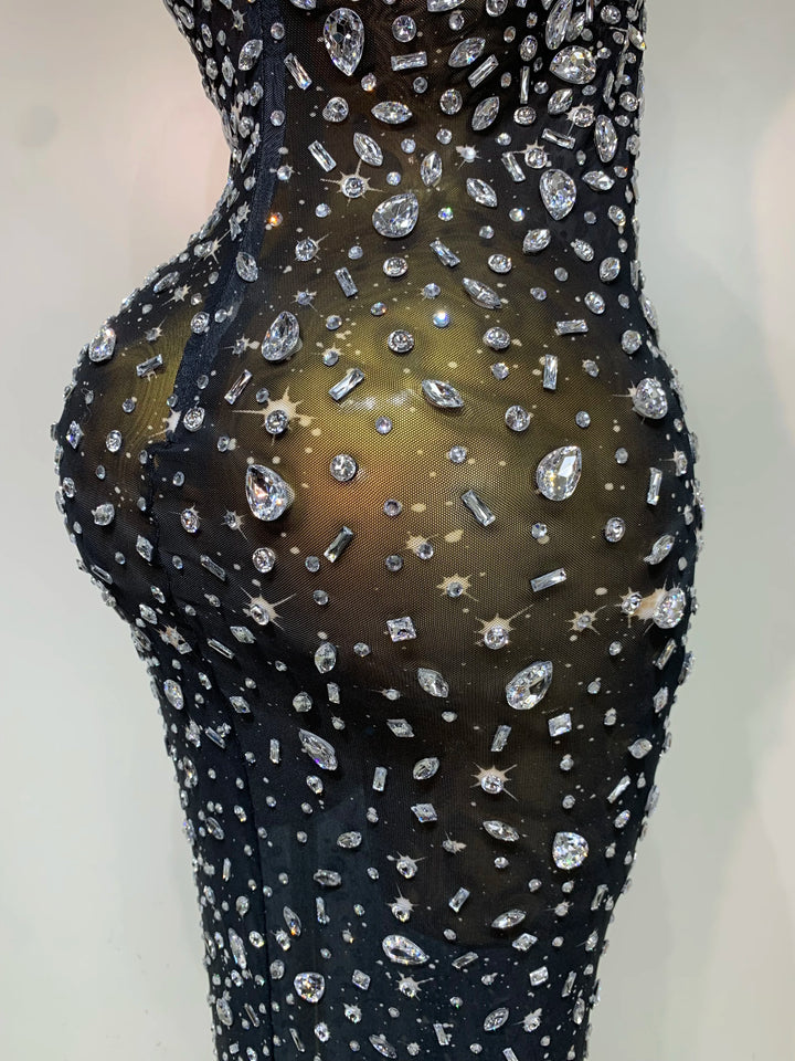 Kormanly Rhinestone Mesh Evening Gown Exclusive