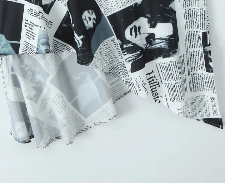 Yenkye Signature Newspaper Print Irregular Mini