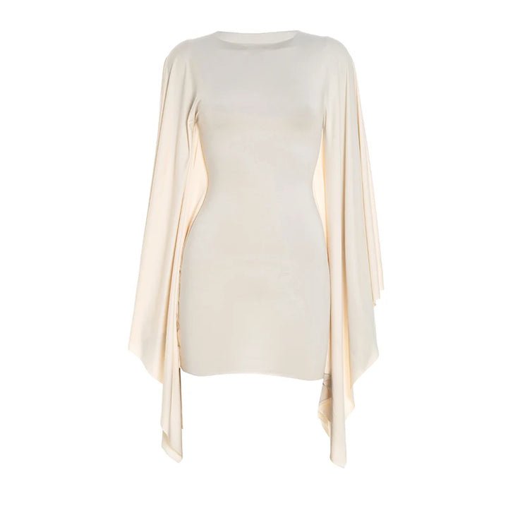 Weird Puss Bat Sleeve Bodycon Party Dress Peach