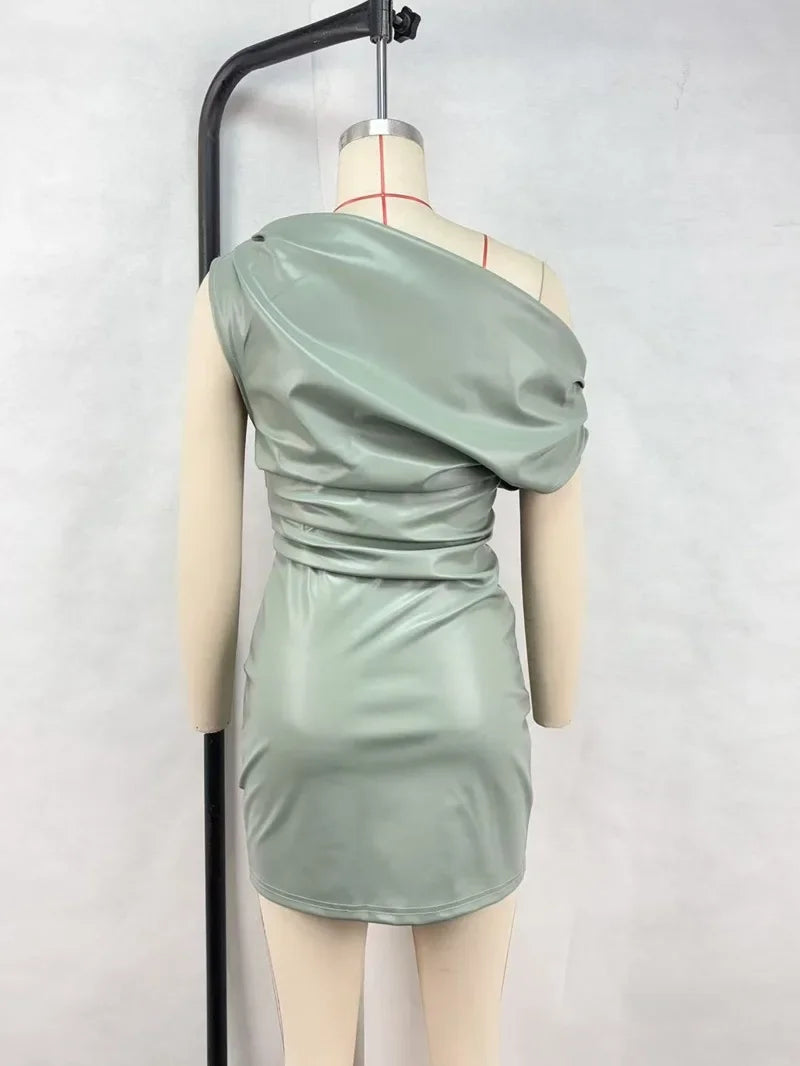 Luxury Ruched Mini Dress With Elegant Shoulder