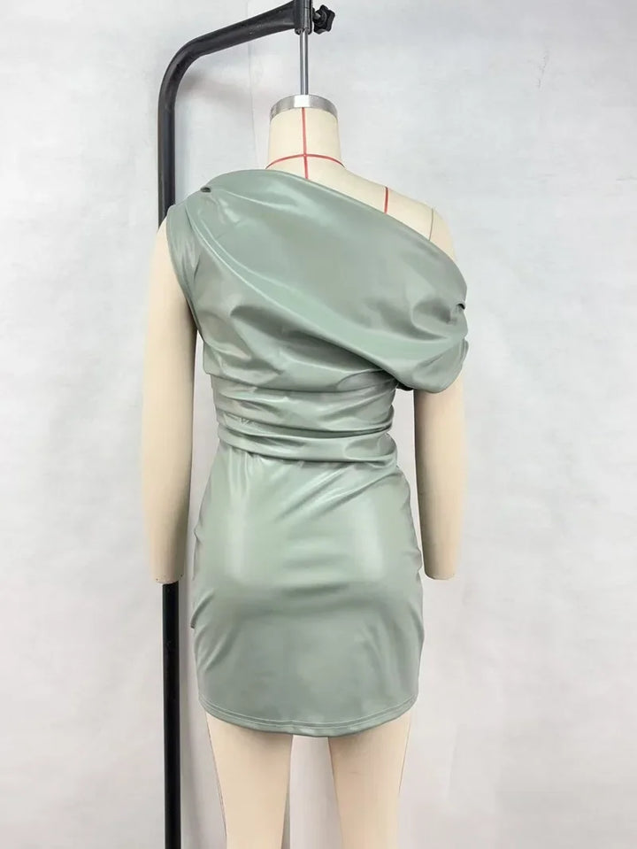 Luxury Ruched Mini Dress With Elegant Shoulder