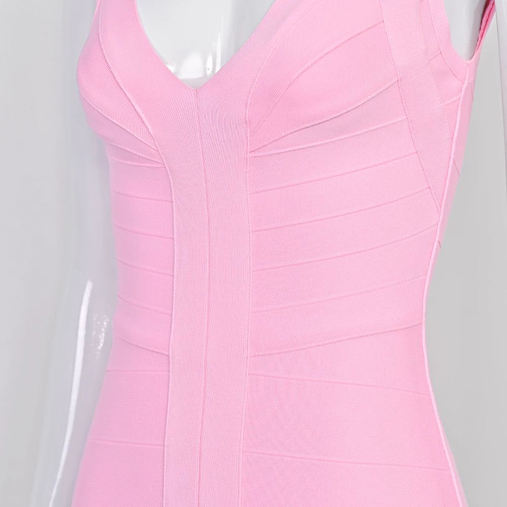 Luxury Signature Knit Plunge Dress For Elegant