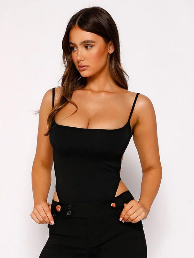 Black Slim Sexy Backless Corset Bodysuit