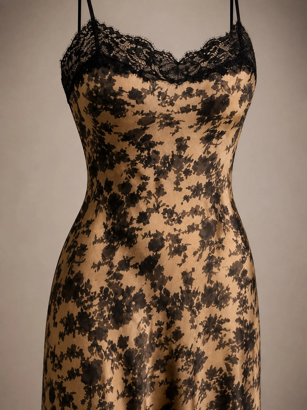 Elegant Floral Satin Maxi Dress Lace Trim Evening Party Guest