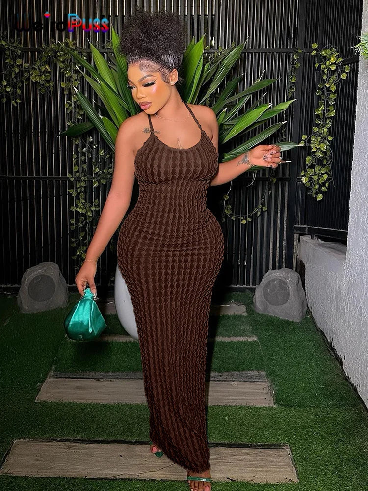 Elegant Backless Halter Dress For Women