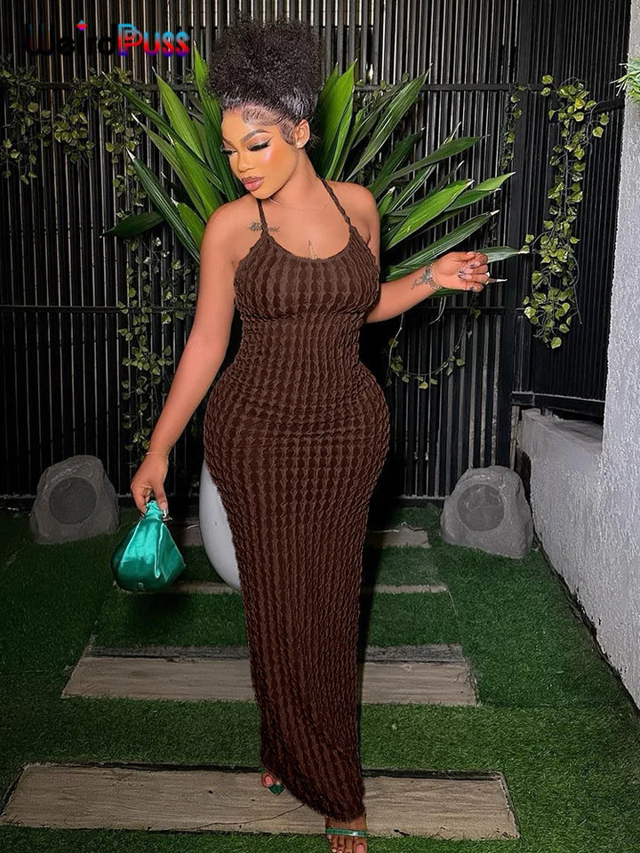 Elegant Backless Halter Dress For Women