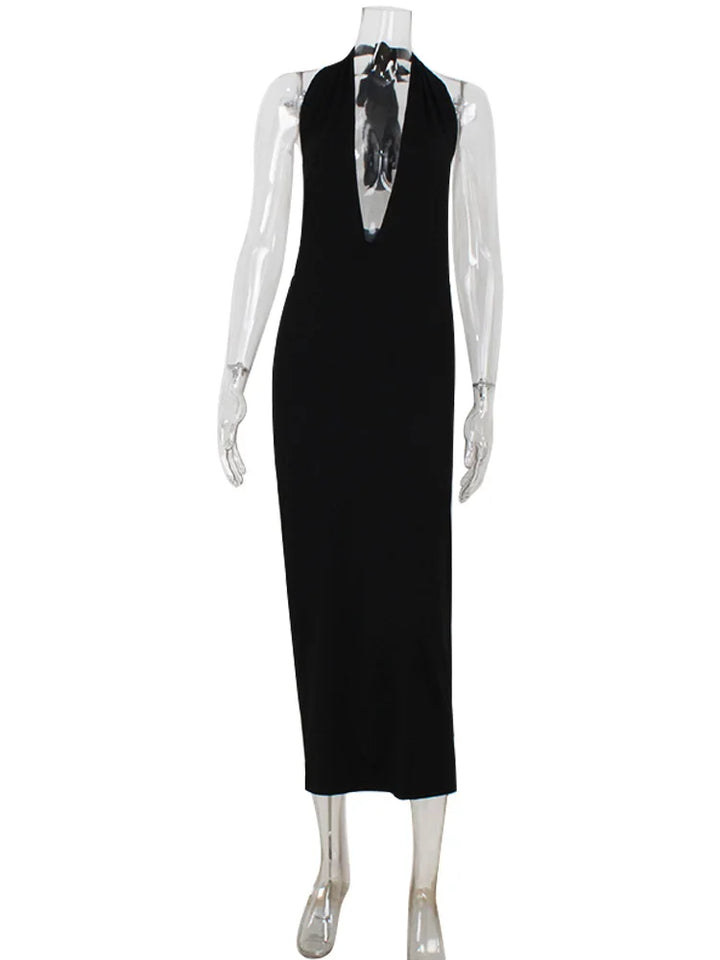 Women Halter Backless Maxi Dress Bodycon Party
