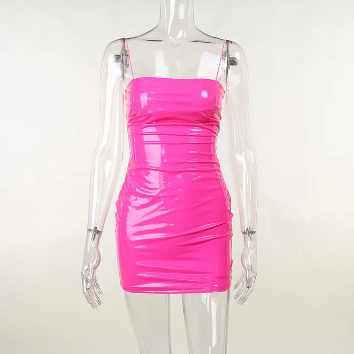 Fursdic Signature Pu Leather Mini Dress