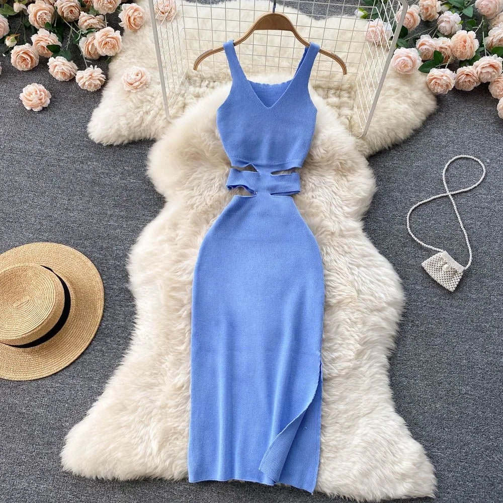 YuooMuoo Women Cutout Waist Knitted Bodycon Dress