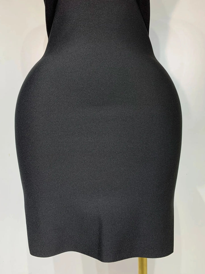 Backless White Shirt Collar Black Bandage Dress
